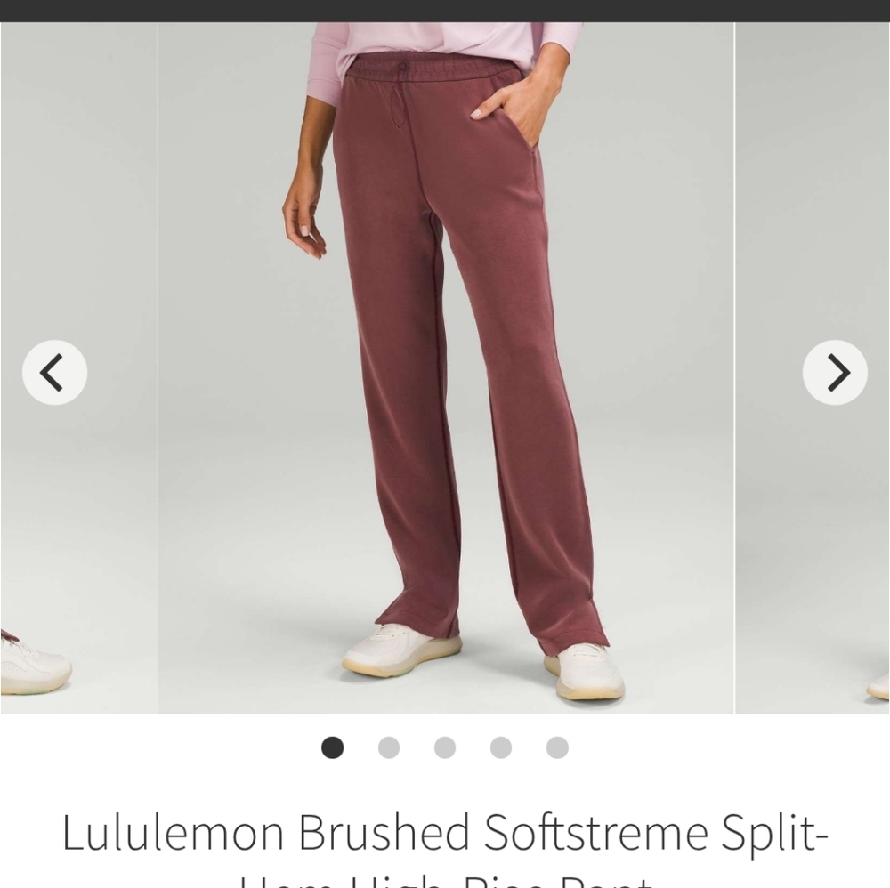 Lululemon Women's Brushed Softstreme Split Hem High Rise Pants Red Merlot 12